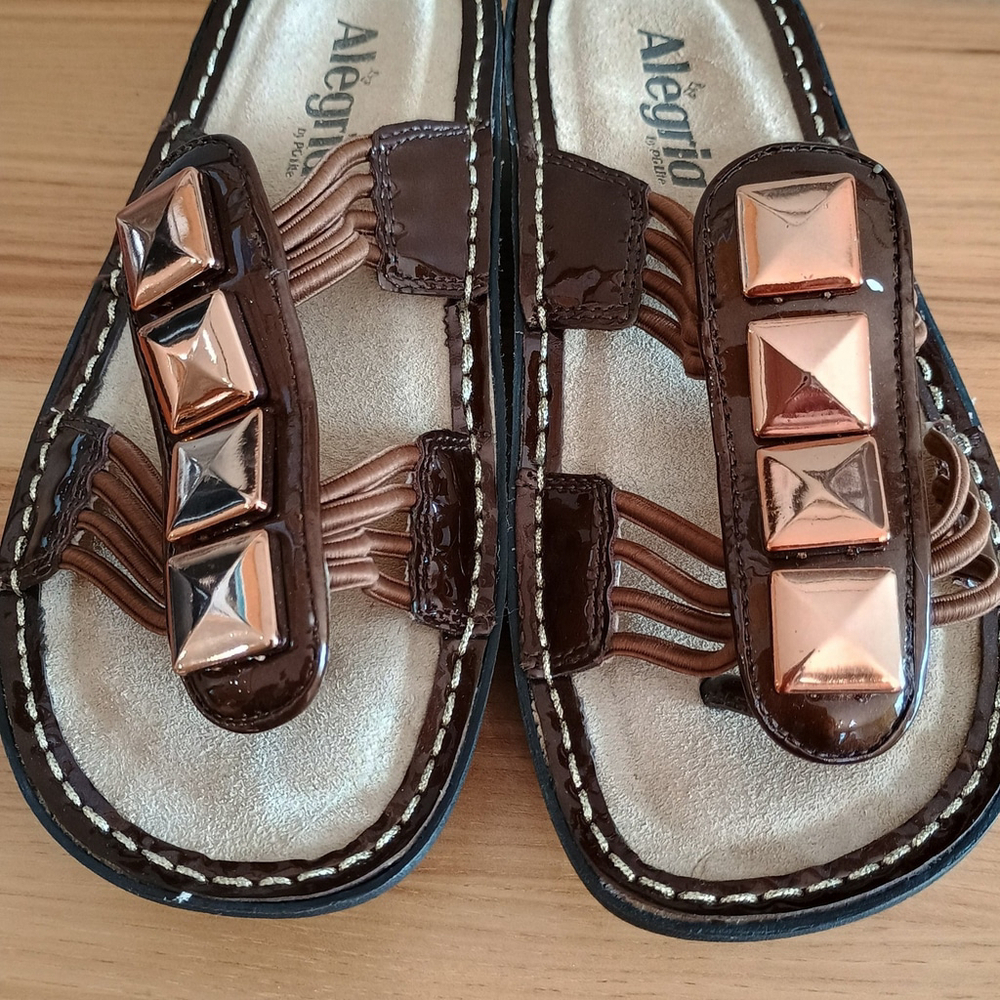 Alegria Sandals Womens 35 Bronze Leather Casual Slip On Pisa Sandal PIS-26 - Picture 6 of 9